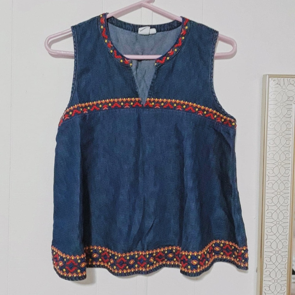 Gap Boho Embroidered Sleeveless Blouse Top Size S